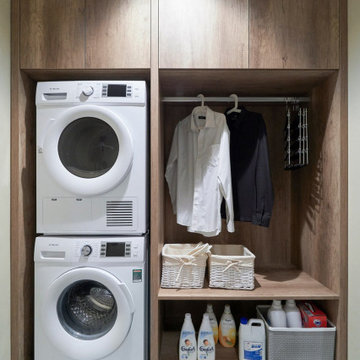 Laundry Room with Slab Push-to-open Cabinet