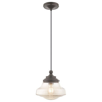1 Light Mini Pendant in Coastal Style - 9 Inches wide by 11 Inches high-English