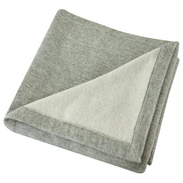 100% Superfine Australian Merino Reversible Wool Blanket, Gray, King