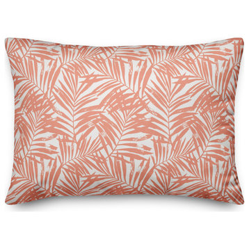 Tropical Leaves Coral 14x20 Pillow