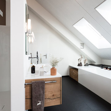 Neubau Bad, Dusche und Gäste Toilette im Alpen-Chic Style
