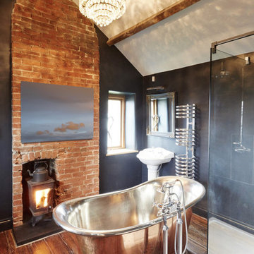 “Rusty Skies (5)” in a Rustic Bathroom