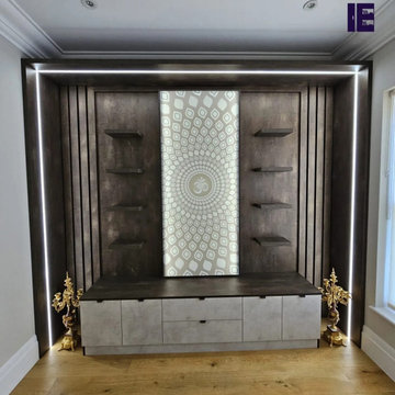 Frosted Sliding Glass Door Puja & Study Room in London | Inspired Elements