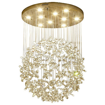 Vallauris Exceptional Butterfly Crystal Globe Chandelier, 15.7"