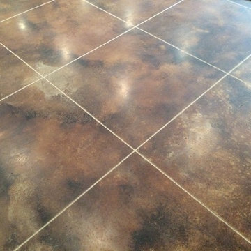 Polished and Stained Concrete with Custom Tile Cuts