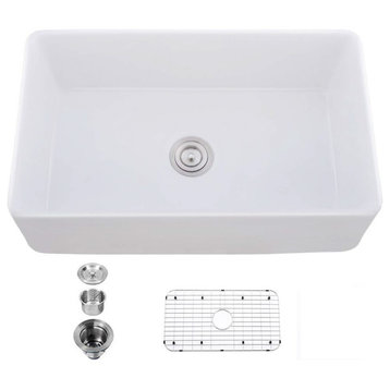 33" Apron Front Fireclay White Single Bowl Kitchen Sink