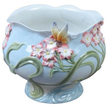Freesia and Butterfly Bowl, Animal, Fine Porcelain