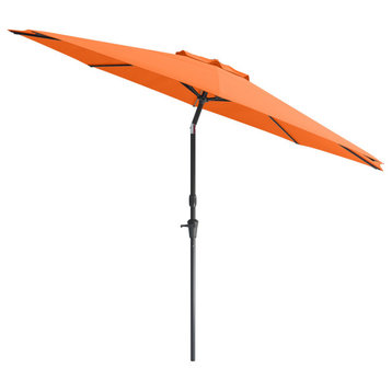 CorLiving 10 Foot Wind Resistant Patio Umbrella with Crank and Tilt, Orange