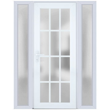 Front Exterior Prehung Door Frosted Glass / Manux 8312 White / 68 x 80" Right In