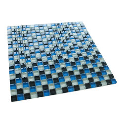 Deep Blue Sea Square Glass Mosaic Tiles - Home Accessories & Decor