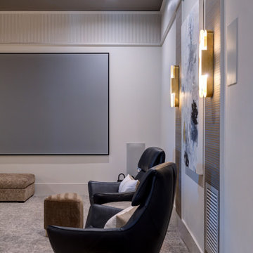 Raleigh NC Interior Design — Luxury Entertainment Suite with Home Bar & Theater