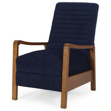 Neihart Channel Stitch Pushback Recliner, Navy Blue and Teak, Fabric