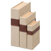 Tan Covered Book Boxes, Set of 3