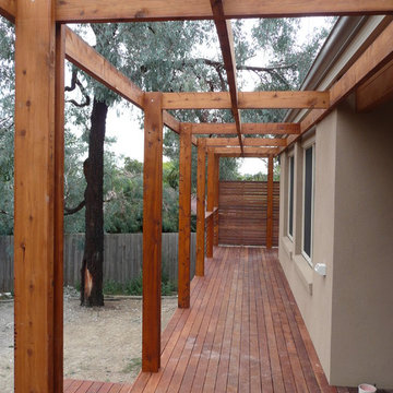 Modern Deck & Pergola with Wide Steps