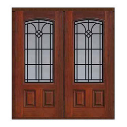 Prehung Double Door 80 Fiberglass Cantania Arch Lite GBG Glass - Front Doors