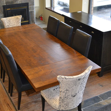 Black Sea Dining table built in wormy maple, rough cut, finished in maple sugar