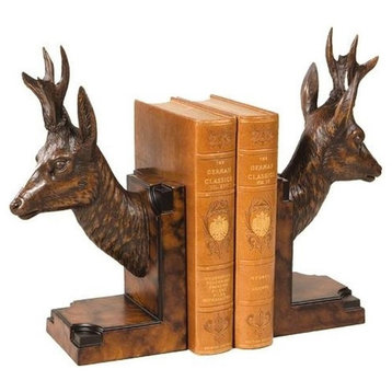 Bookends Deer Head Mountain Hand Painted Resin Fine Details OK