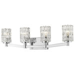Z-Lite - Z-Lite 1931-4V-CH Aubrey 4 Light Vanity in Chrome - A contemporary haven is bejeweled with glam as this exquisite four-light vanity light becomes a focal point in a modern bath space. Crystal-like glass shades add an air of exclusivity to a fixture with a sleek Chrome finish metal mount and arms, and an air of high-class, upscale elegance that embellishes a custom vanity.