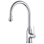 Stufurhome - Everton Kitchen Faucet Gooseneck Single Lever Mixer, Chrome - When you're looking for a kitchen faucet that's not only stylish but also offers efficient versatility, the beautiful Stufurhome Everton Kitchen Faucet Set provides the smooth design and easy one-hand operation you've been looking for. Complete with all the hardware and waterline connections you need to do-it-yourself, these modern kitchen faucets with extendable sprayers are easy to use and even easier to love.