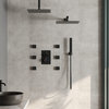 Dual Heads Shower System 12" Rain Shower Head with 4 Way Thermostatic Faucet, Matte Black, Wall/ Ceiling Mounted