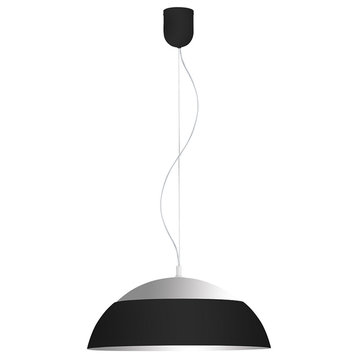 Marghera LED 26" Dome Pendant, Black Outer/Silver Inner