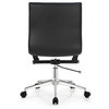 Set of 2 Modern Ergonomic Office Chair Armless Mid Back Ribbed PU Leather, Black