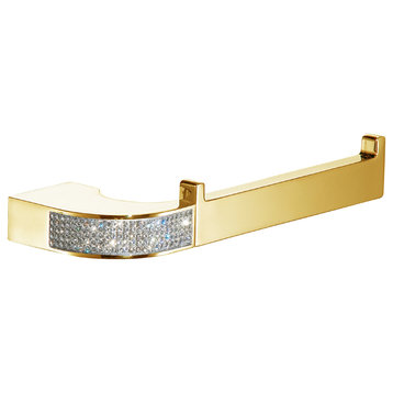 Cecilia Luxury Gold toilet paper holder with clear Swarovski crystals