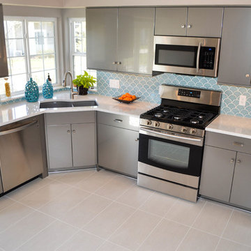 Kitchen with Blue Backsplash