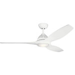 Kichler Lighting - Kichler Lighting 310360WH Jace - 60" Ceiling Fan with Light Kit - This 60in. Jace LED ceiling fan in Satin Black Powder Coat offers smooth airflow and ambient light in a style that's updated for today. The curved, sweeping blades add an architectural element to any room: traditional, modern or somewhere in-between.  Canopy Included: TRUE  Shade Included: TRUE  Canopy Diameter: 6.75  Rod Length(s): 6 x 1  Warranty: Limited Lifetime  Color Temperature:   Lumens:   CRI:   Amps: 0.6Jace 60" Ceiling Fan White White Blade Frosted White Polycarbonate Glass *UL Approved: YES *Energy Star Qualified: n/a  *ADA Certified: n/a  *Number of Lights: Lamp: 1-*Wattage:17w LED bulb(s) *Bulb Included:Yes *Bulb Type:LED *Finish Type:White