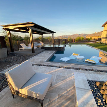 Silver Tumbled Travertine Pavers, Patio & Pool
