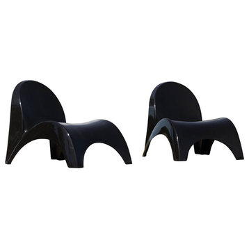 Strata Furniture Angel Trumpet Resin Patio Chairs in Black (Set of 2)