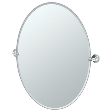 Cafe 26.5" Frameless Oval Mirror, Chrome