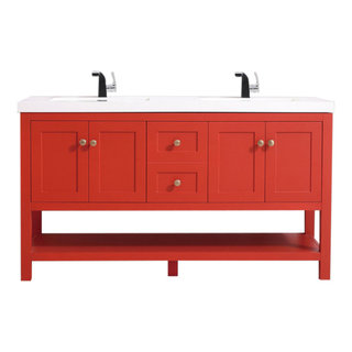 EVIVA Epic White 60 Double Sink Bathroom Vanity w/Open Space Storage