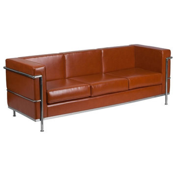 Flash Furniture Faux Leather Sofa in Orange
