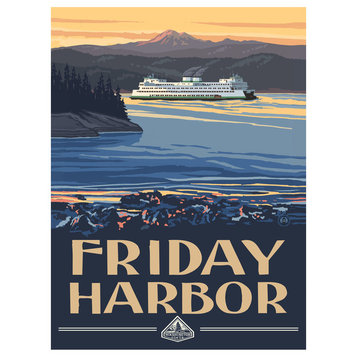 Paul A. Lanquist Friday Harbor Ferry San Juan Island Art Print, 9"x12"