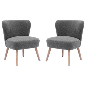 Genevieve 25" Wide Upholstered Boucle Accent Chairs Set of 2, Gray