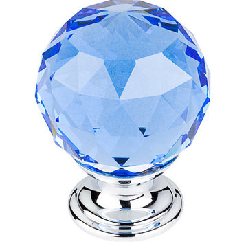 Blue Crystal Knob with Polished Chrome Base (TKTK124PC)