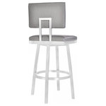Armen Living - Armen Living Balboa 30� Bar Height Barstool in Brushed Stainless Steel and Vinta - Armen Living Balboa 30� Bar Height Barstool in Brushed Stainless Steel and Vintage Grey Faux Leather The Armen Living Balboa contemporary armless barstool is an excellent choice for the modern household. Featuring an ideal combination of durable Brushed Stainless Steel metal and sleek Vintage Grey faux leather upholstery, the Balboa is certain to attract attention. The Balboa�s low upholstered back is designed to provide ideal lumbar support while serving as a beautiful accent. The square upholstered seat is foam padded and features a 360 degree swivel mechanism, allowing for exceptional user mobility while seated. The added round footrest acts as a terrific aesthetic balance while also serving as a great support piece. The Balboa�s legs are tipped with floor protectors, assuring that the barstool will not damage hardwood or tile floors when moved. The beautiful armless Balboa barstool is sold in two industry standard sizes; 26 inch counter and 30 inch bar height.