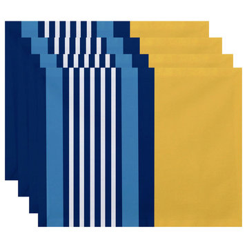 18x14-inch, Beach Shack, Stripe Print Placemat, Yellow (Set of 4)