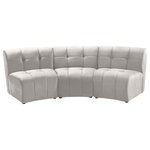 Meridian Furniture - Limitless Velvet Upholstered 3-Piece Modular Sectional, Cream - Invest in your home's comfort with this Limitless sofa. This modular unit offers tons of flexibility in the number of ways that you can put each piece in the Limitless collection together to get the ideal customized look. Upholstered in cream velvet, this beautiful piece is soft and cool to the touch, so you can feel comfortable from every angle. Button and channel tufting add to this unit's upscale look and contemporary charm.