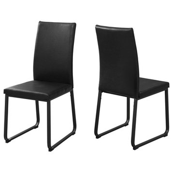 Dining Chair, Set Of 2, Side, Kitchen, Dining Room, Pu Leather Look, Black