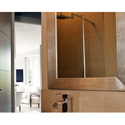 Contemporary gold and silver framed mirror - Bathroom Mirrors