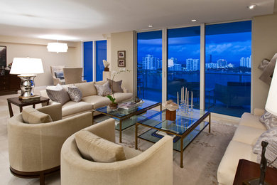 Living room - large traditional formal and open concept living room idea in Miami