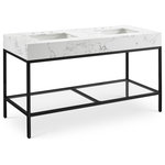 Meridian Furniture - Marmo Bathroom Vanity, White, 60" Wide, Matte Black Finish - Give your bathroom a fresh new look with this Marmo 60-inch bathroom vanity. This eye-grabbing vanity gives your restroom a spa vibe that's oozing contemporary charm and sophistication. The white engineered stone sink features white veining for an upscale presentation and rests on a matte black-finish stainless steel base for long-lasting beauty and performance. Ceramic construction ensures durability, so you can count on this 60-inch sink lasting for the long haul.