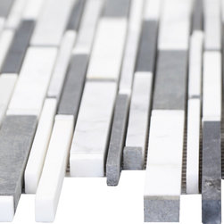 Grey and White Matte Random Brick Pattern Marble Stone Tiles Collection - Home Accessories & Decor