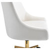 Karina Swivel and Adjustable Velvet Upholstered Office Chair, Cream, Gold Base
