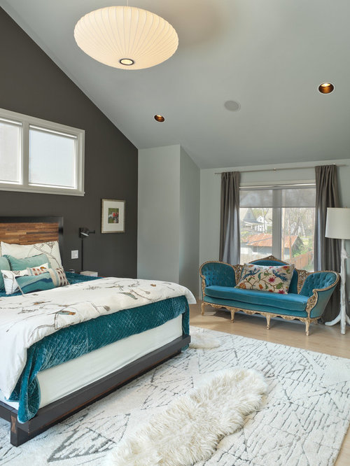 Houzz Grey  And Teal  Bedroom  Design  Ideas  Remodel Pictures