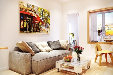Inspiration for a small zen family room remodel in Portland