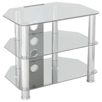 AVF Steel TV Stand with Cable Management for up to 32" TVs in Clear/Chrome