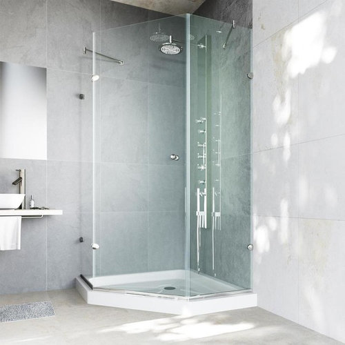 Choosing tiles for floor and wall with neo angle shower